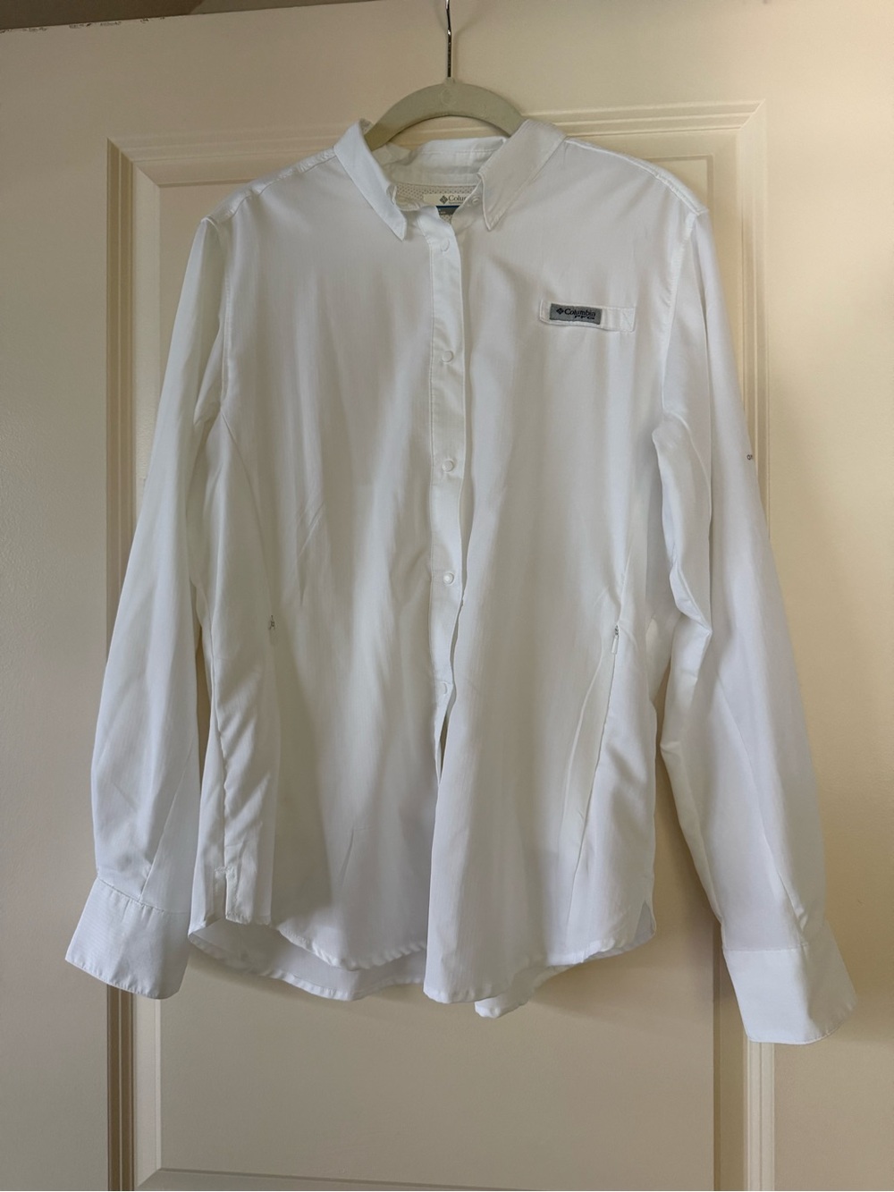 Columbia White Long-Sleeve Button-Front Shirt Jacket